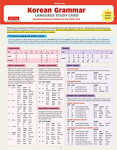 Korean Grammar Language Study Card by Woojoo Kim 9780804853262 - Image 2