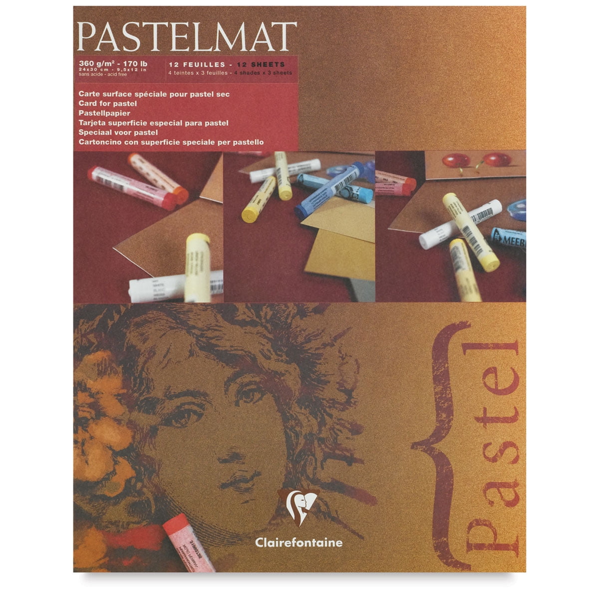 Clairefontaine : No.1 : Pastelmat Pad : 360gsm : 24x30cm (Apx.9x12in) : 12 Sh...