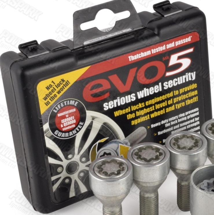 Thatcham Approved Serious Security Locking Bolts and Key in Silver Evo MK5