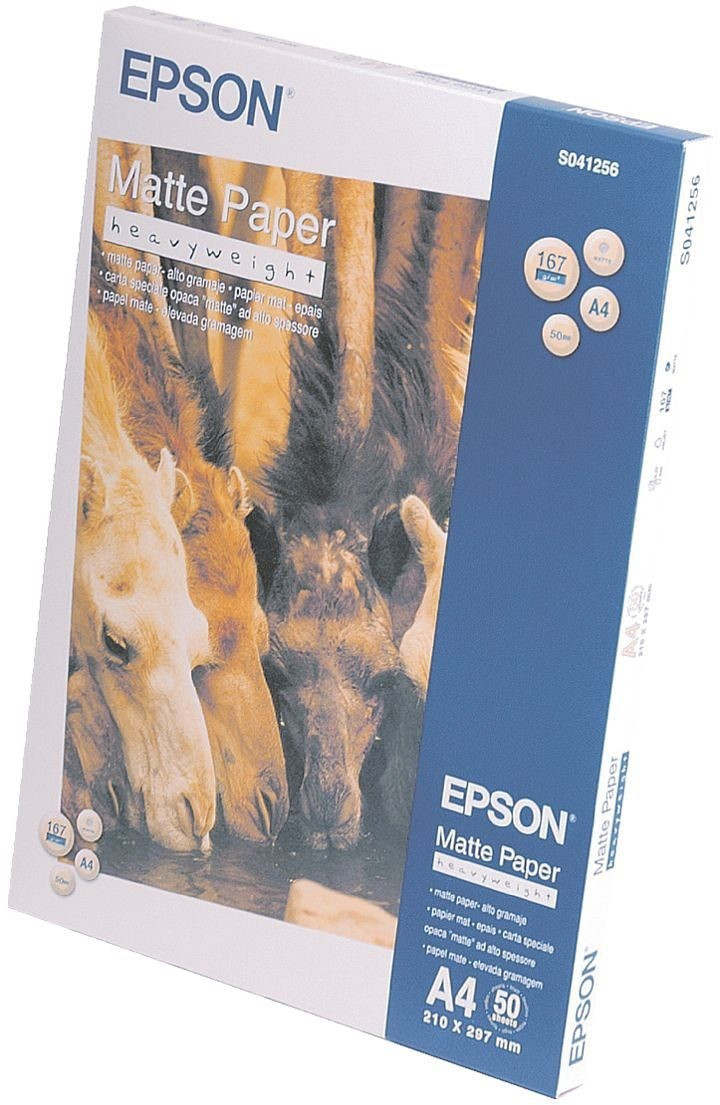 Original Epson A4 Matte Heavy Weight Photo Paper 167gsm 50 Sheets (C13S041256)