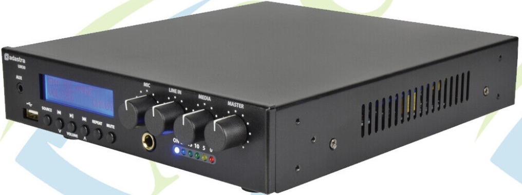 Adastra UM30 Compact 30W 100V Mixer Amplifier with BT/FM/USB