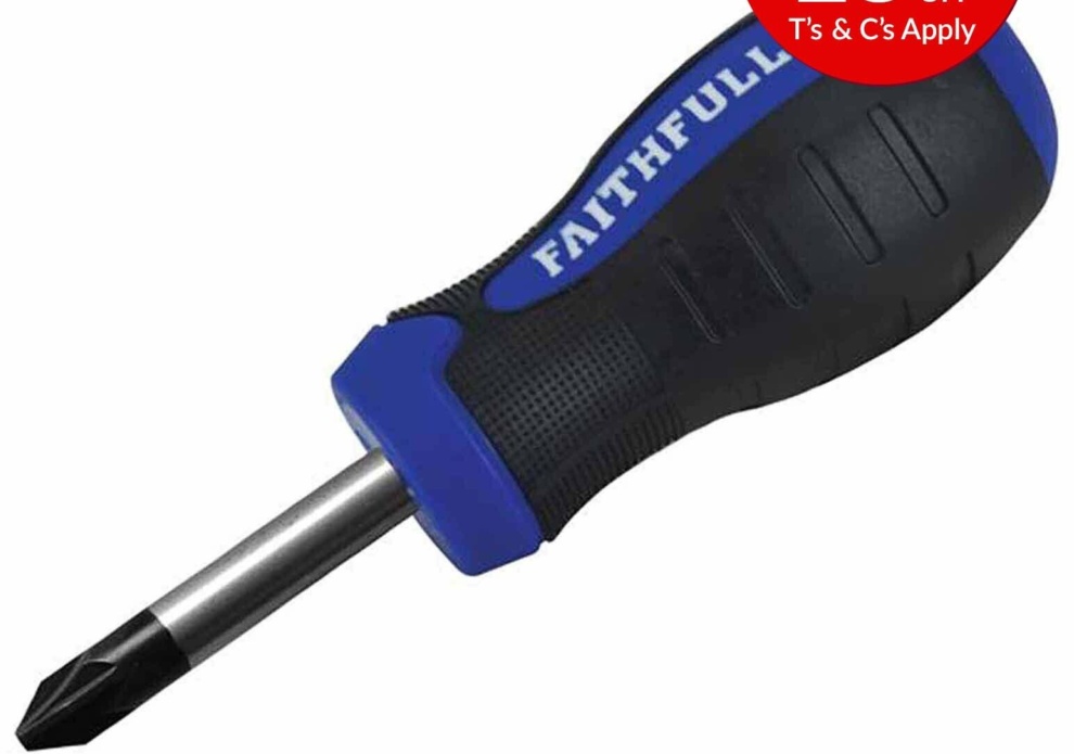 Faithfull Soft Grip Stubby Screwdriver Pozidriv Tip Pz2 X 38Mm FAISDPZ2S