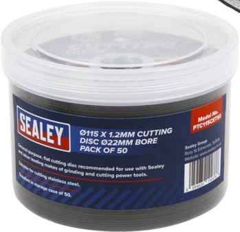 Sealey PTC115CET50 115 x 1.2mm Cutting Disc 22mm Bore - Pack of 50