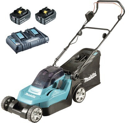 Makita DLM432CT2 Twin 18v LXT Cordless Lawn Mower 2x 5.0Ah & Twin Charger
