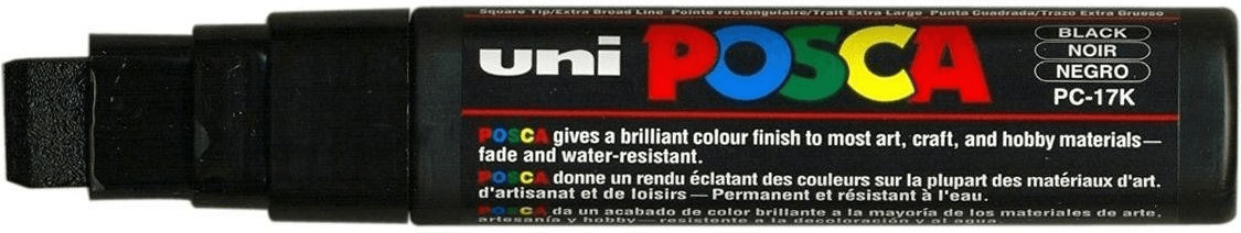 Uni Posca PC-17K Marker Pen - BLACK Extra Broad Chisel Tip - Buy 3, Get 1 Free