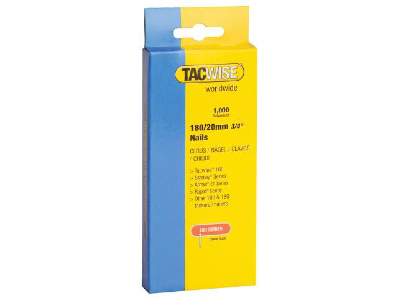 Tacwise 180 18 Gauge 20Mm Nails Pack 1000 TAC0360