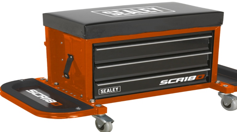 Sealey SCR18R Mechanics Utility Seat Toolbox Hi-Vis RED