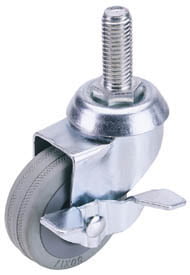 Draper 65476 Swivel Bolt Fixing Rubber Castor with Brake 75mm Diameter SWL 70kg