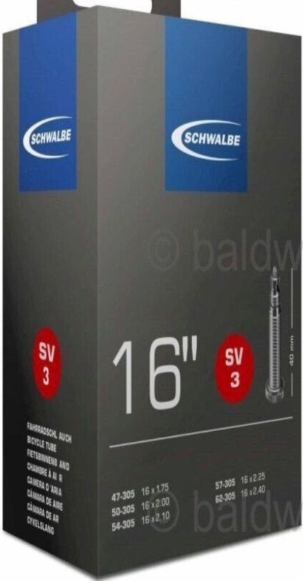 16 x 2.00 SCHWALBE SV3 Inner Tube 40mm Presta / French Valve