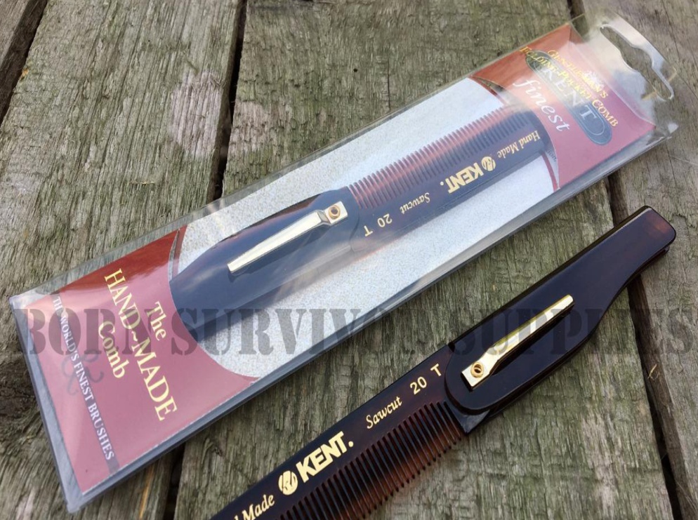Kent Handmade Folding Pocket Comb 20T Quality Hair & Beard Brush Made In UK EDC