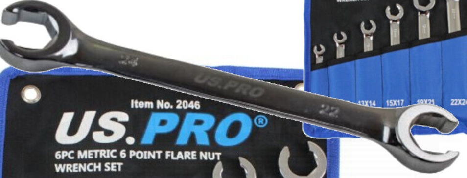 US PRO 6PC FLARE NUT SPANNERS THERMOCOUPLE FUEL BRAKE PIPE WRENCH GAS FITTING