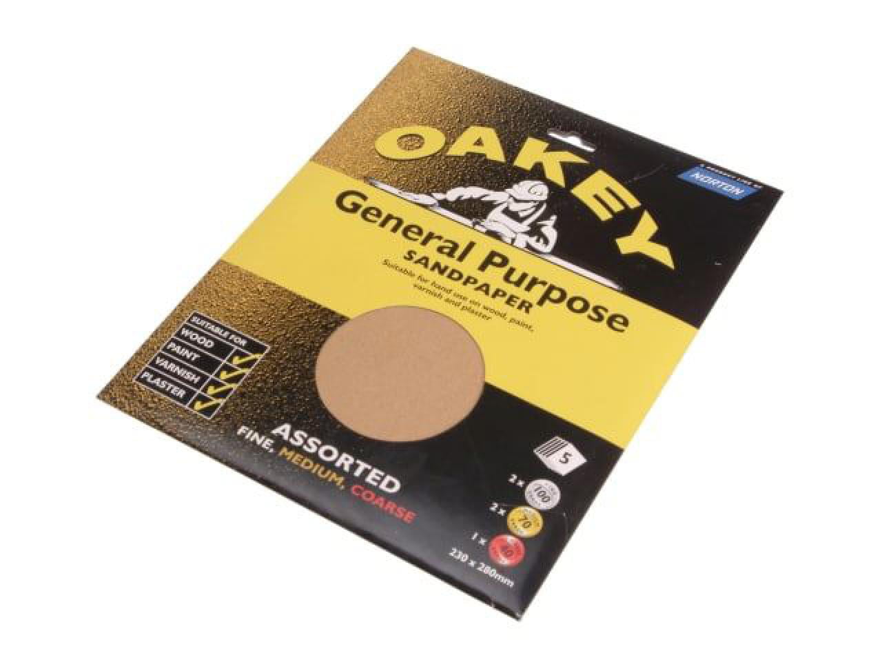 Oakey Glasspaper Sanding Sheets 230 X 280Mm Coarse 50G (5) OAK58290