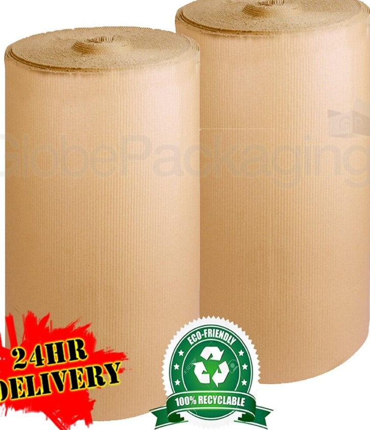 1200mm x 75m x 2 Rolls CORRUGATED CARDBOARD PAPER ROLLS Postal Packaging Parcels