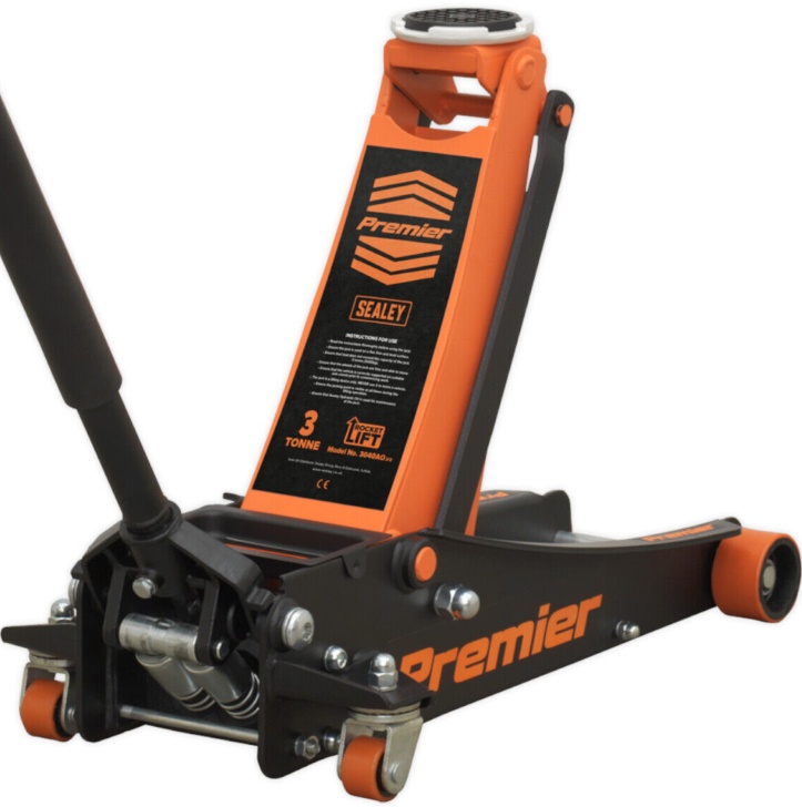Sealey 3040AO Premier Trolley Jack 3 Tonne Ton Rocket Lift Orange Car Van Garage