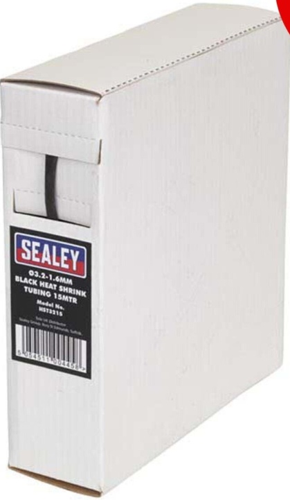 Sealey HST3215 Heat Shrink Tubing 3.2-1.6mm 15m - Black