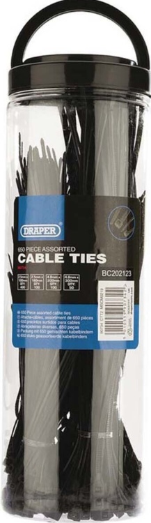 Draper Assorted Nylon Cable Ties (Pack of 650)