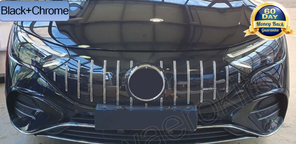 GT AMG Look Front Grille Grill fit for Mercedes Benz EQE V295 2023+ Black Chrome