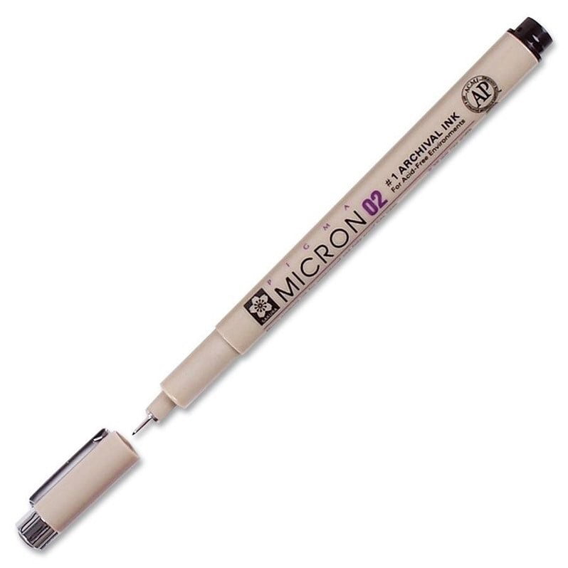 Pigma Micron Fineliners 02 Black 0.3Mm