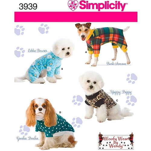 SIMPLICITY 9970 DOG COATS Sewing Pattern Sizes XXS-M FOR SMALLER DOGS