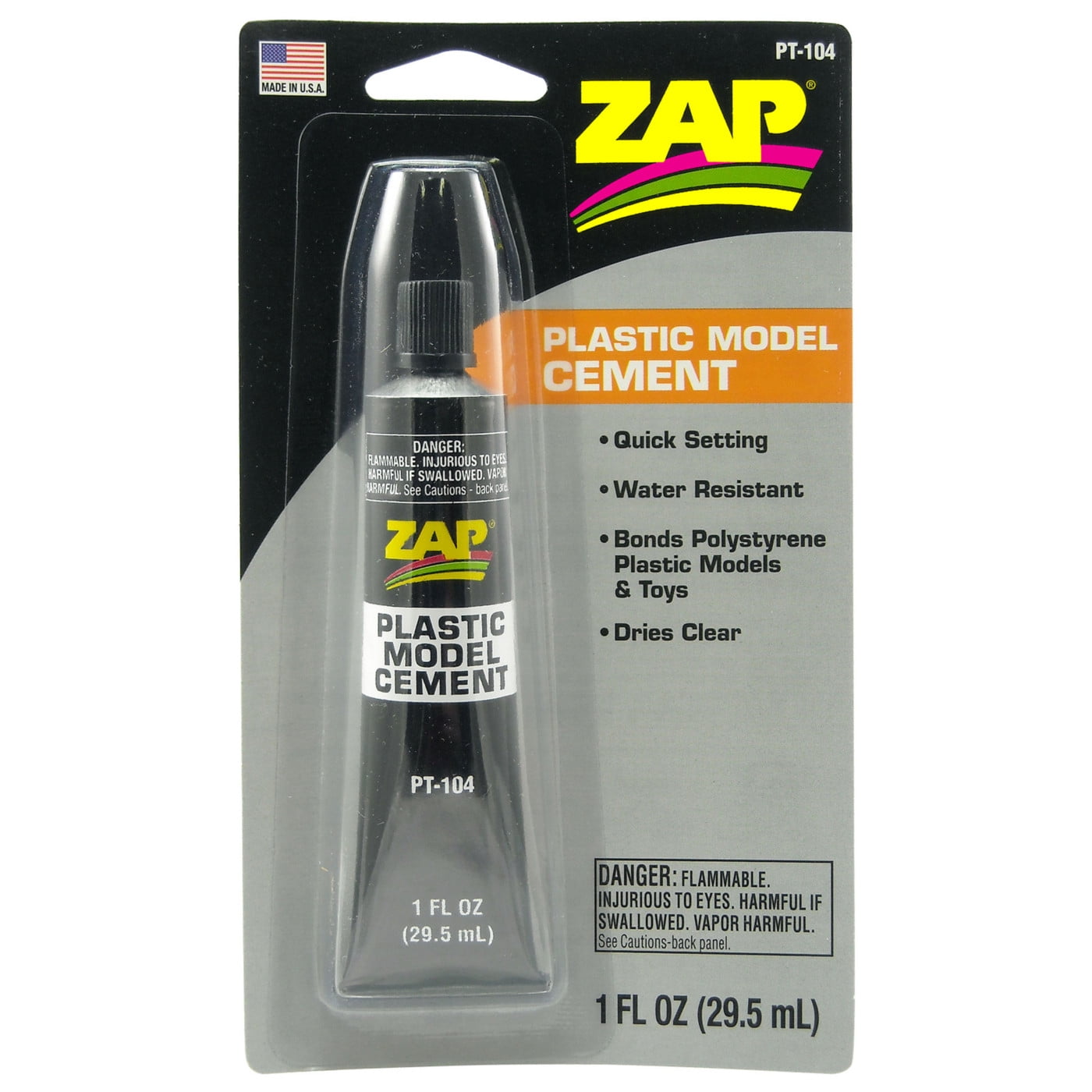ZAP PT 104 Plastic Model Cement Glue Adhesive 29.5ml Polystyrene Models Toys Clr
