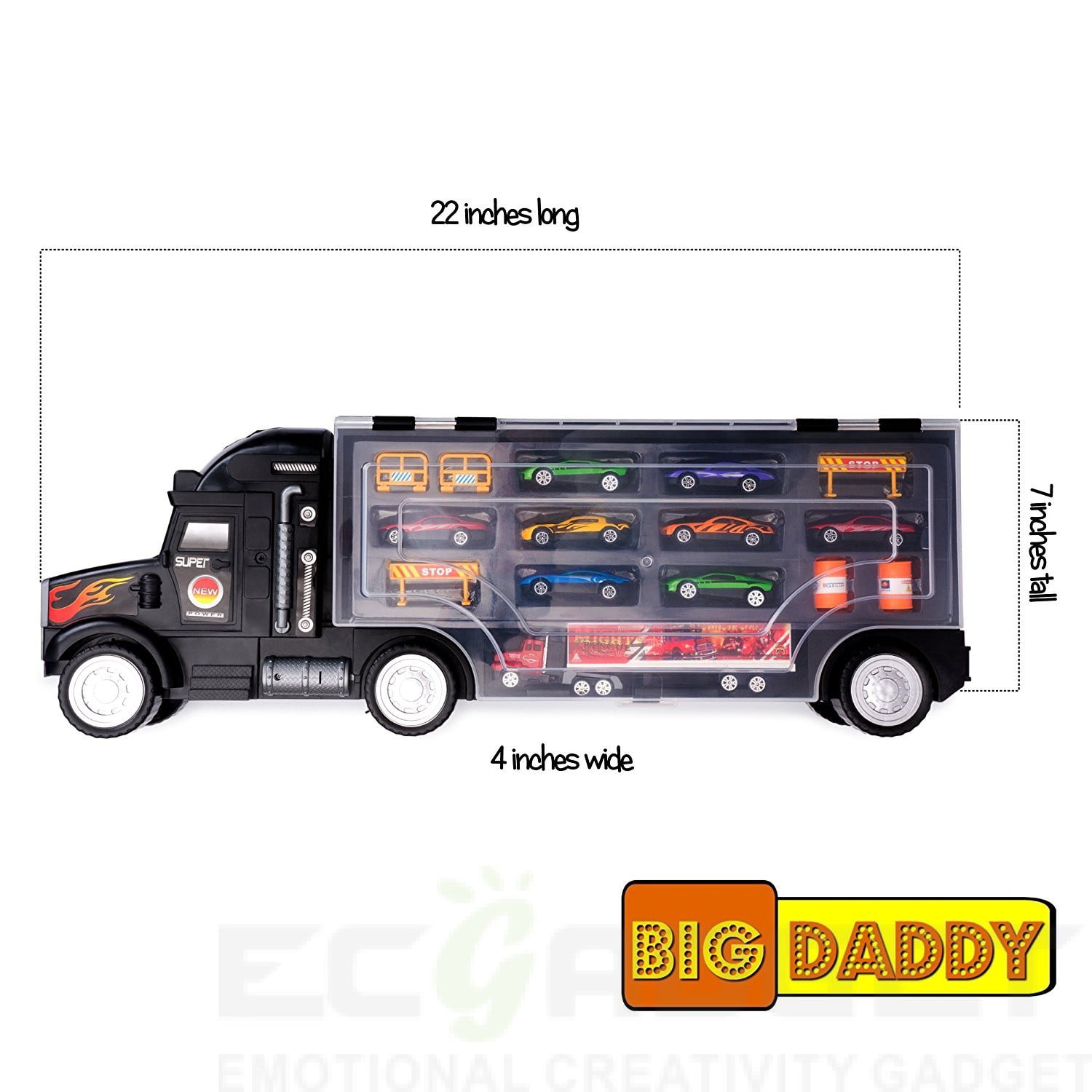 Large Lorry Car Case Carrier Collection Set Transport Toy Truck, Big-Daddy
