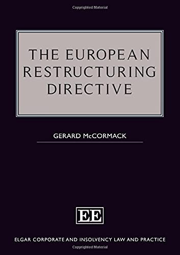 The European Restructuring Directive Mccormack Hardback Edward Elgar