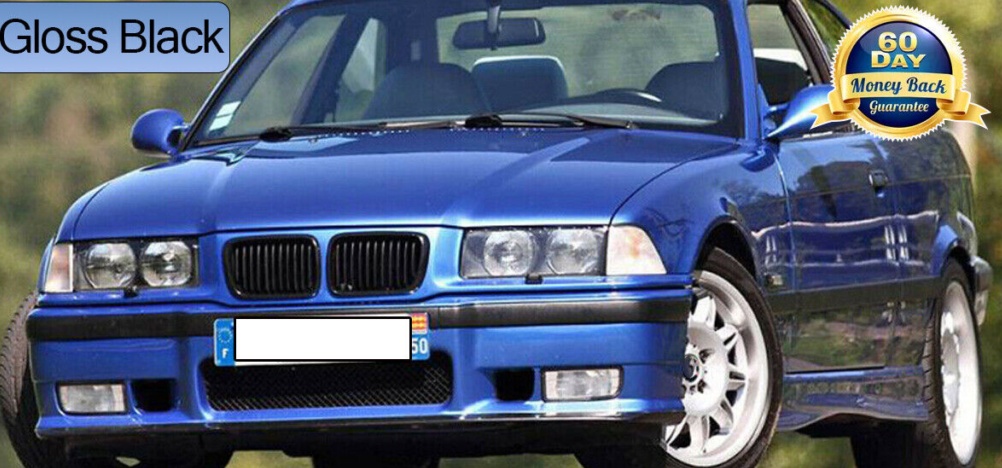 For BMW E36 M3 3-Series Saloon 1997-99 Facelift Gloss Black Kidney Grille Grill