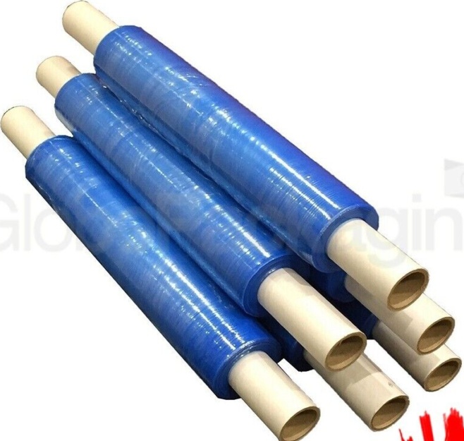 24 ROLLS OF BLUE TINT EXTENDED CORE PALLET STRETCH SHRINK WRAP *24HR DEL*