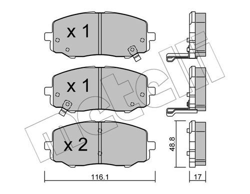 metelli 22-0912-0 Bremsbelagsatz für Scheibenbremse Bremsbelagsatz für Hyundai