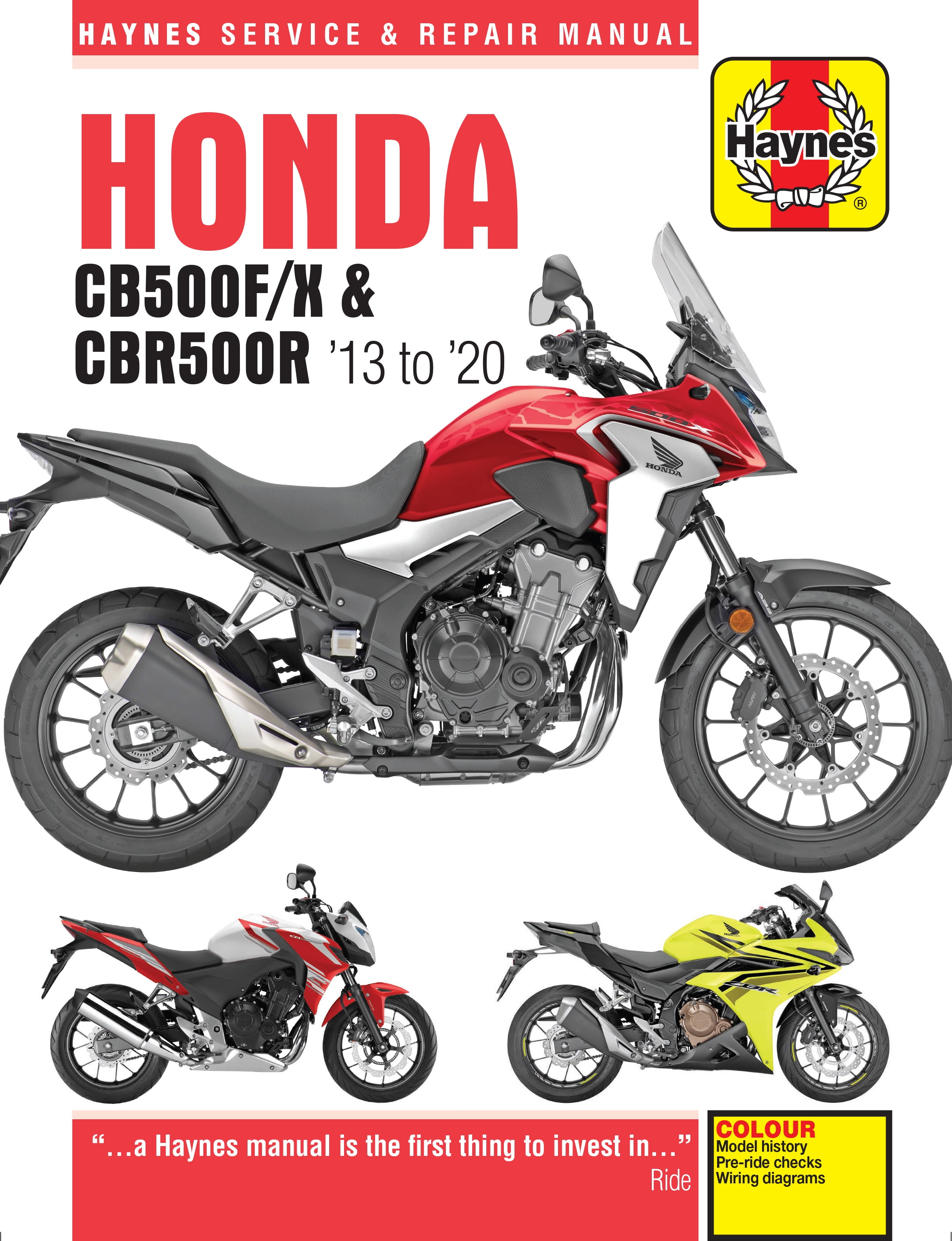Haynes Manual 6301 for Honda CB500F, CB500X & CBR500R (2013 - 2020) workshop etc