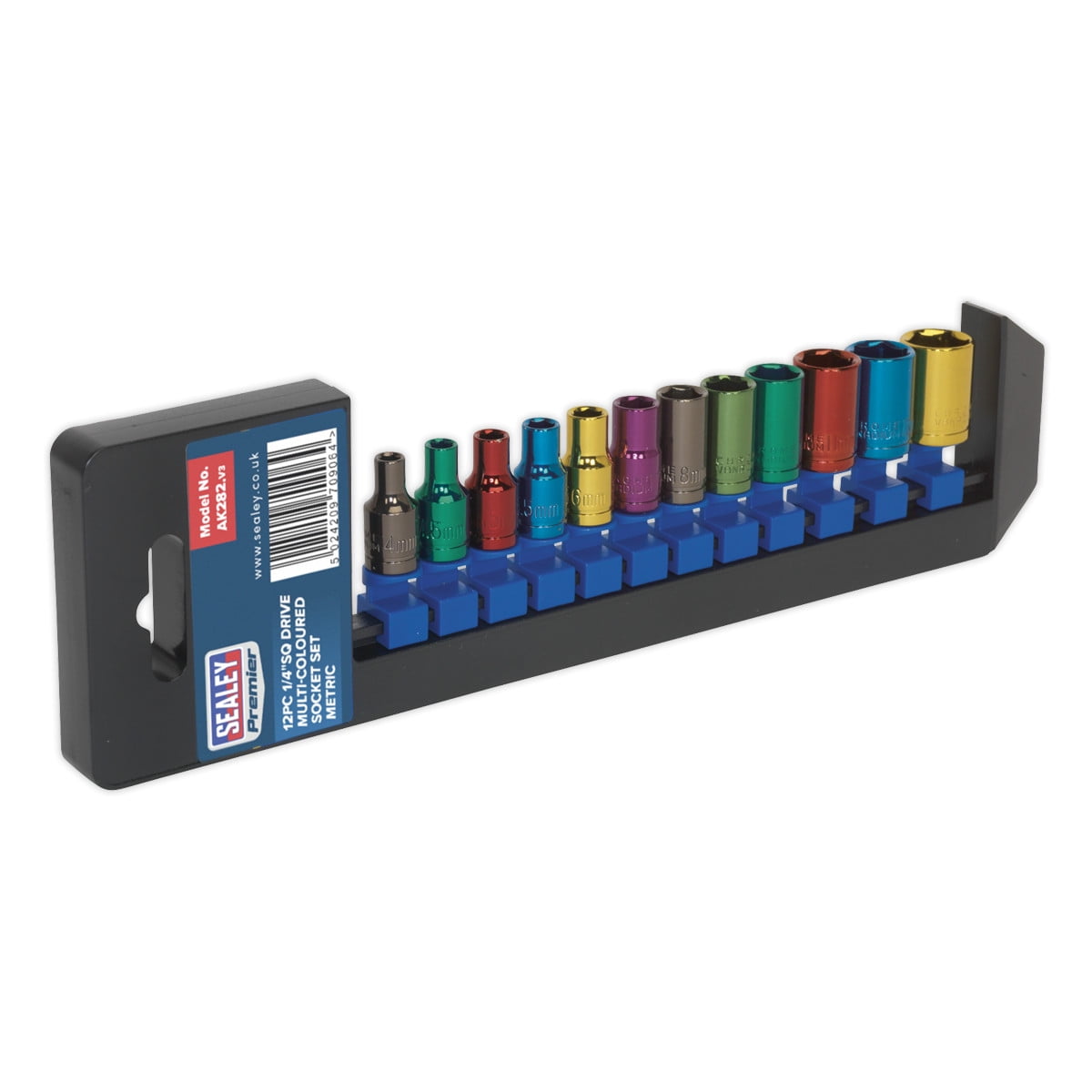 Sealey AK282 Premier Multi-Coloured Socket Set 1/4""Sq Drive 12pc