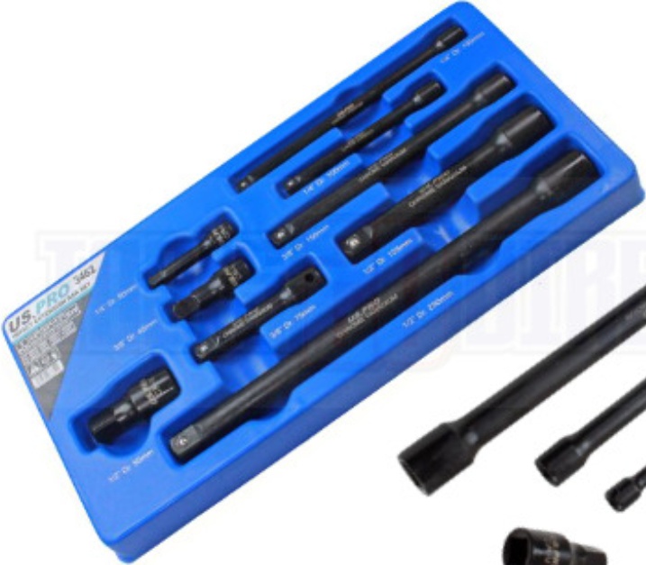 US PRO Tools 9pc 1/4"" 3/8"" 1/2"" dr Impact Extension Bar Set For Sockets 3462