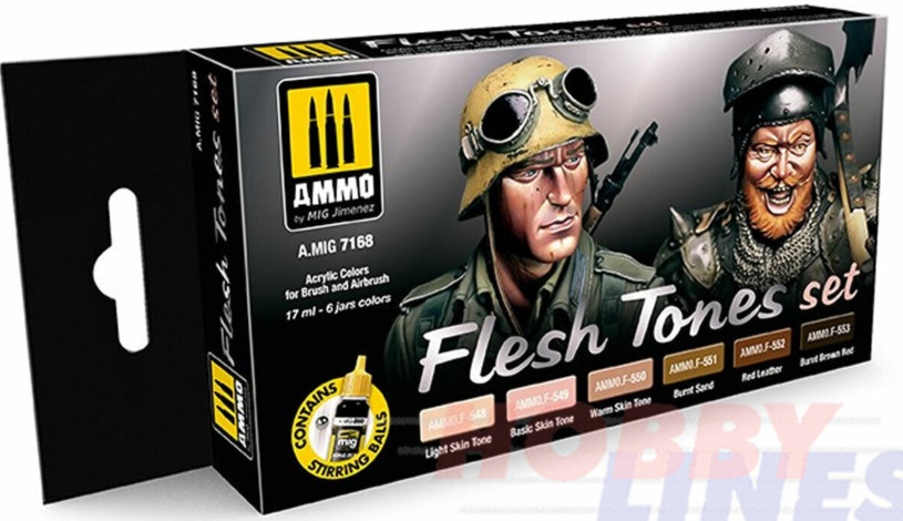 Ammo FLESH TONES ACRYLIC PAINT SET Modelling By Mig Jimenez Mig7168