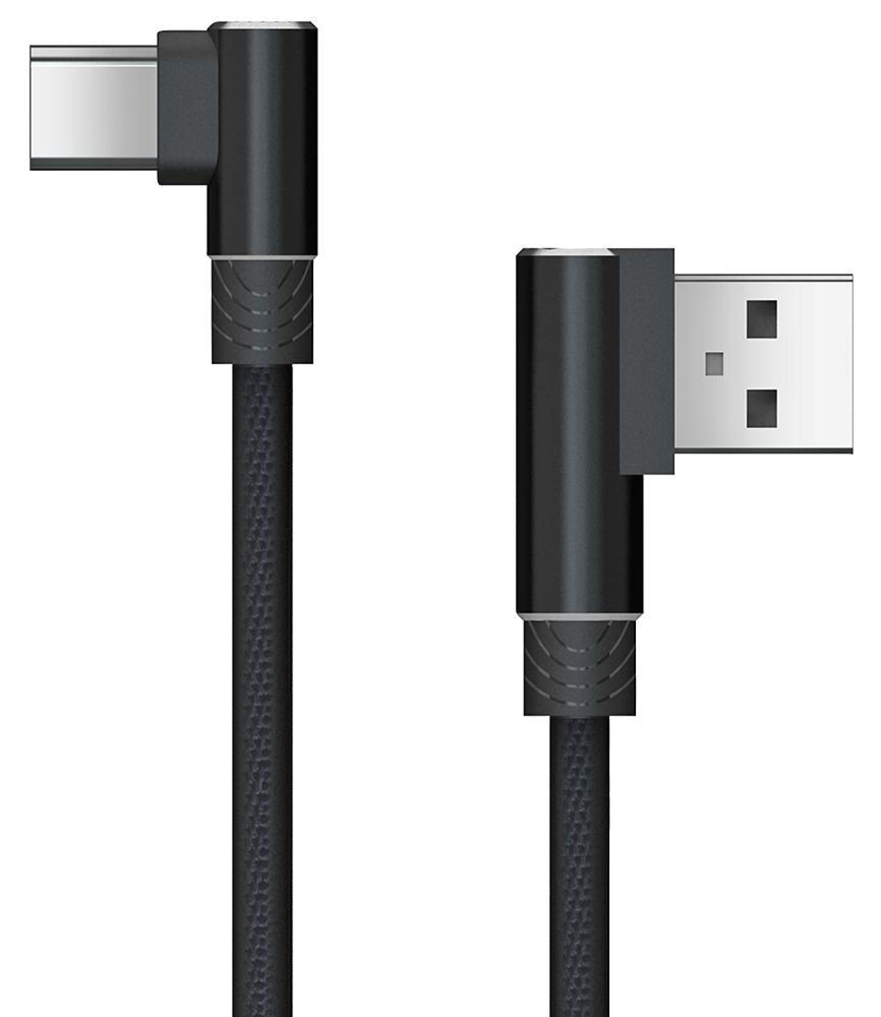 Akasa AK-CBUB39-10BK Right Angle USB Type-A to Type-C Charging and Sync Cable 1M