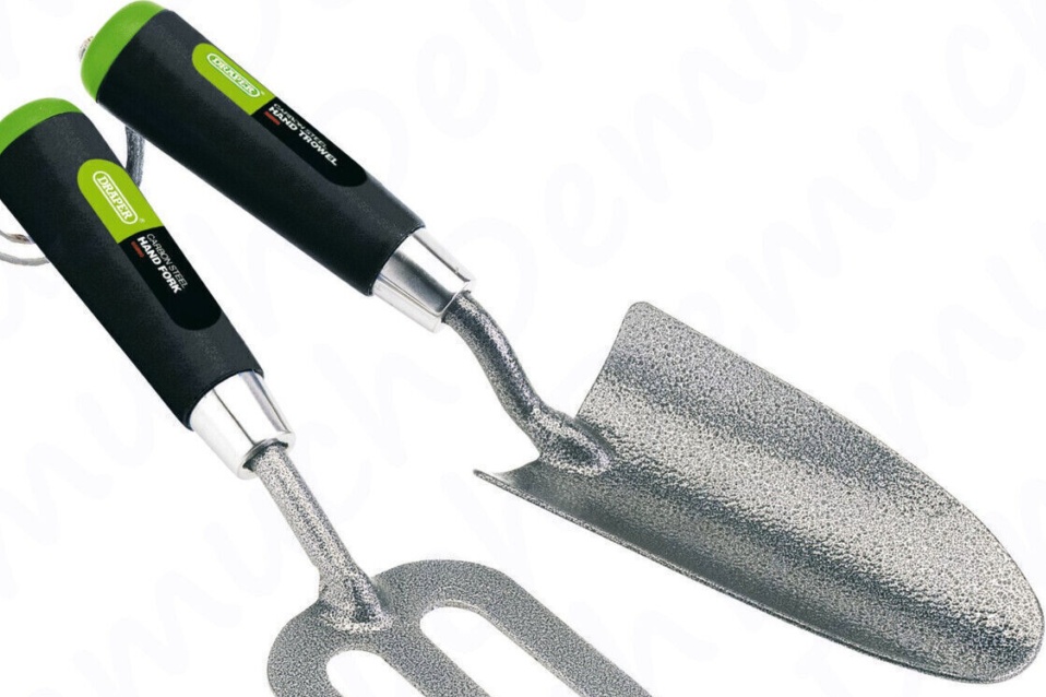 Draper 65960 Carbon Steel Heavy Duty Garden Hand Fork and Trowel 2 Piece Set