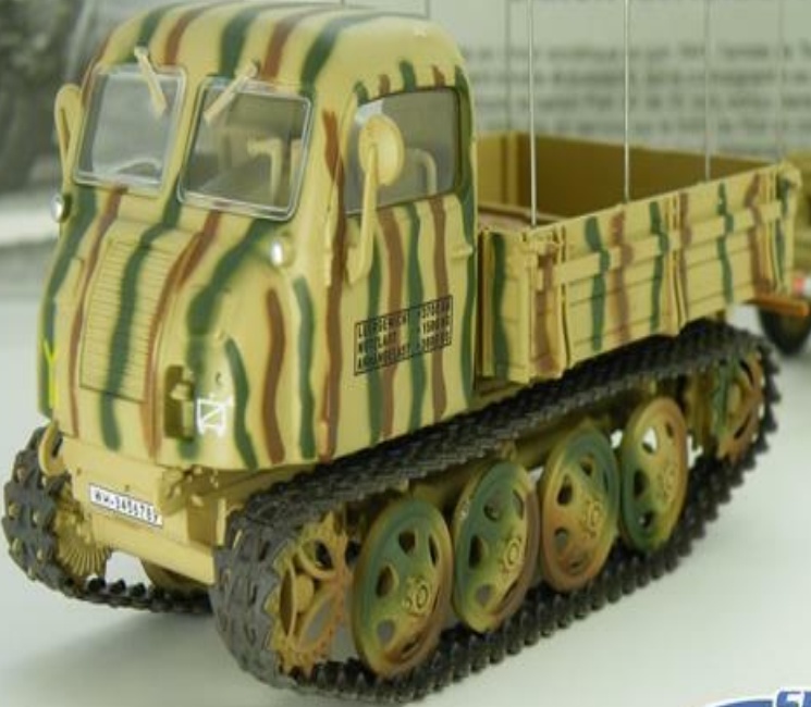 ARTILLERY TRACTOR RAUPENSCHLEPPER MODEL & TRAILER 1:43 SIZE MILITARY ARMY IXO K8