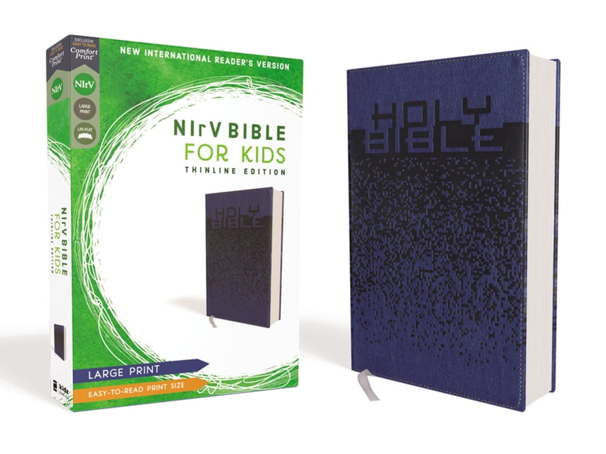 NIrV, Bible for Kids, Large Print, Leathersoft, Blue, Comfort... - 9780310767503