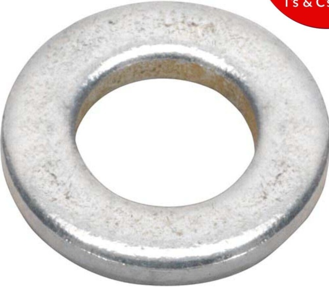 Sealey FWA612 Zinc Plated Form A Flat Washer M6 x 12mm, DIN 125 - Pack of