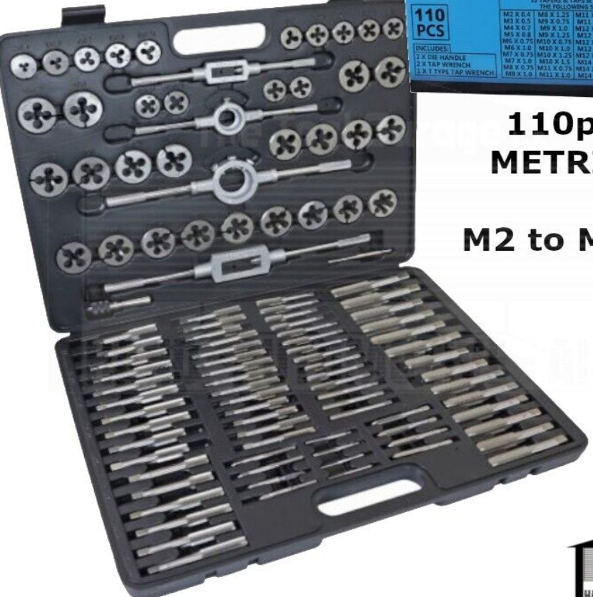 US PRO Tools 110pc Metric Tap And Die Set Kit, 2mm to 18mm, Thread Cutting 2514