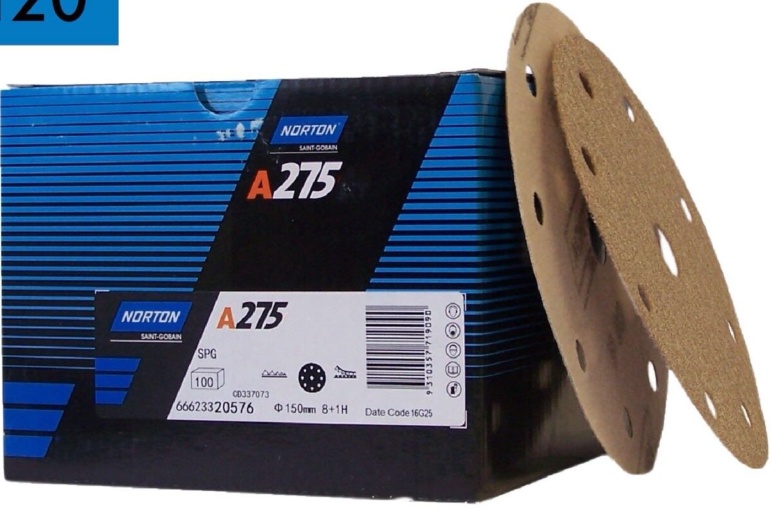 Norton P120 A275 PRO 150mm 15 Hole Sanding Discs Hook & Loop 100 Pack
