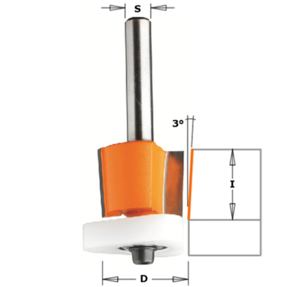 CMT 3-in-1 Flush Trim Router Bit - 12.7 dia x 12.7mm cut x 1/4 shank