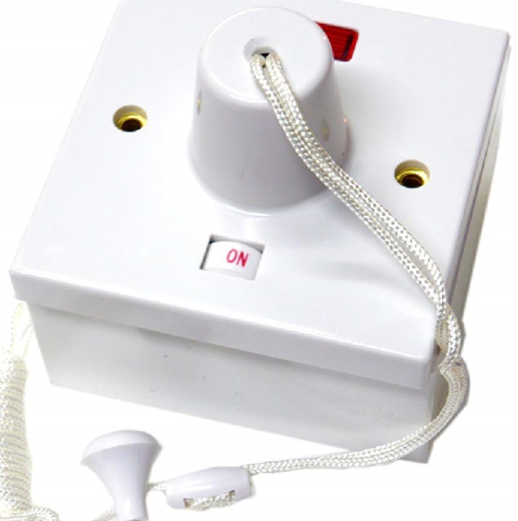BG 803 Shower Switch / Extra Pull Cord 45A 45 Amp with Neon