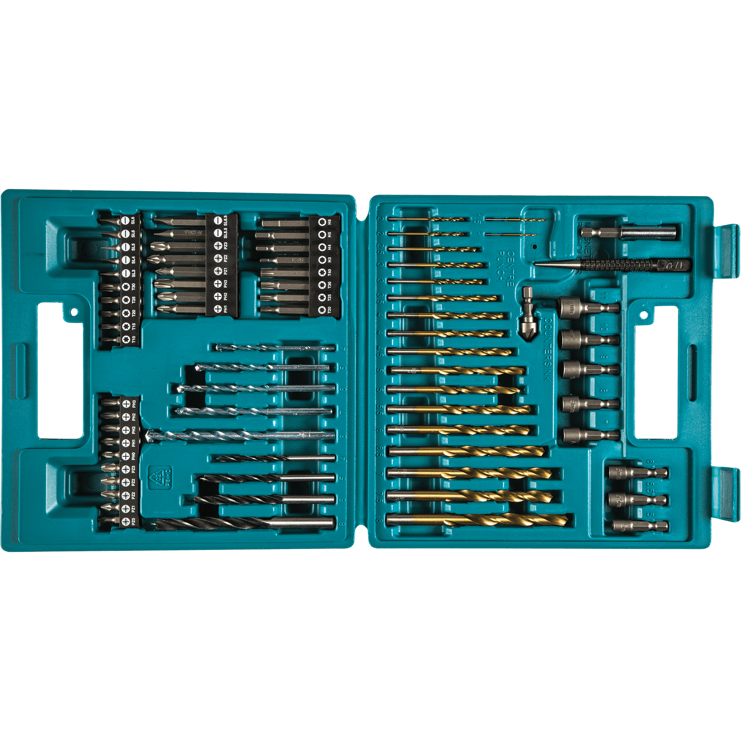 Makita B-49373 75 Piece Screwdriver & Drill Bit Set - Masonry HSS Wood Drills