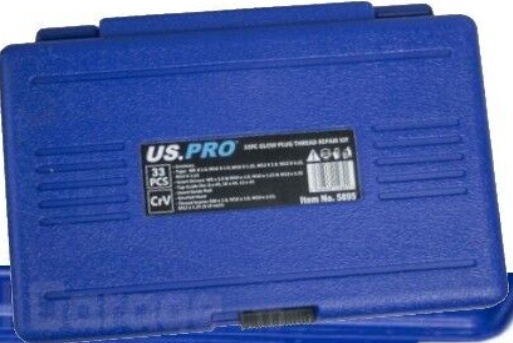US PRO Tools 33pc Glow Plug Thread Repair Kit For Alloy Cylinder Heads m8 to m12