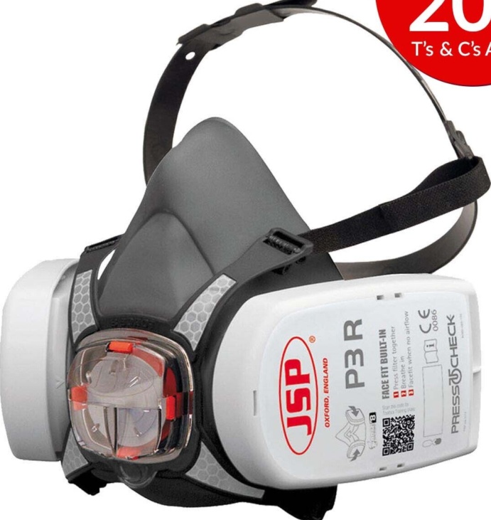JSP Force 8 Half-Mask with Press To Check P3 RD Filters - Size Medium