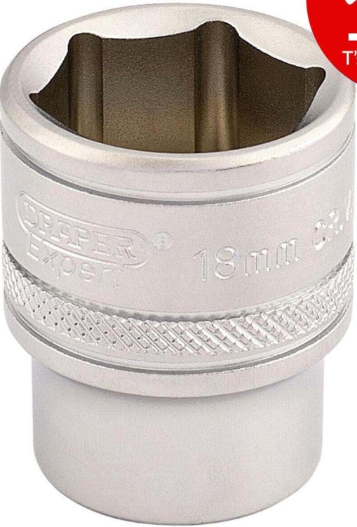 Draper 16544 6 Point Metric Socket 3/8"" Sq Dr 18mm