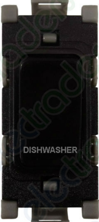 Deta G3557BK Grid Switch 20 Amp Double Pole Black marked 'Fridge' (Black)