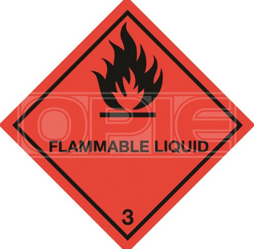 Class 3 Flammable Liquid Warning - Self Adhesive - 100x100mm - SIGNS & LABELS