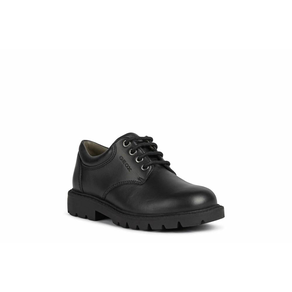 Geox (2.5 Uk, ) Boys Shaylax Leather School Shoes Black