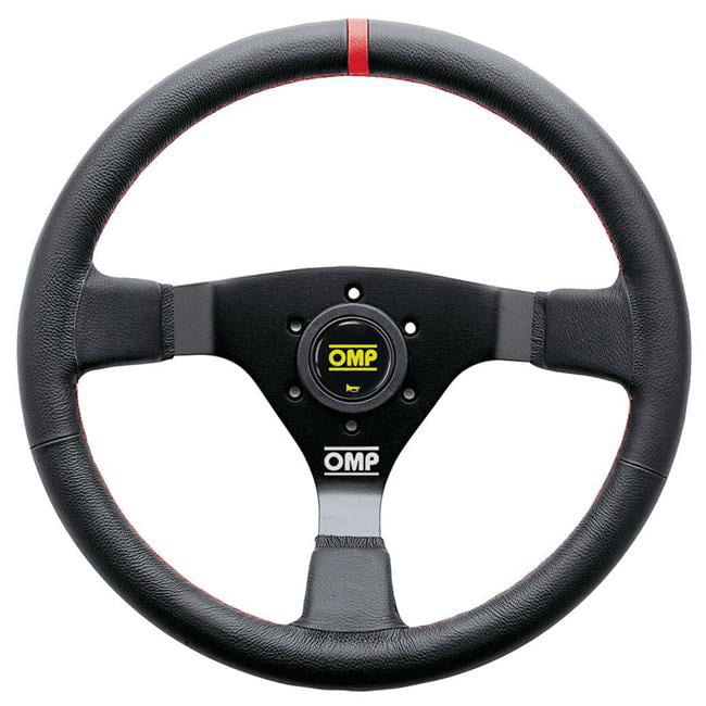OMP WRC Rally 350mm Dia Steering Wheel, Leather (Black With Red Stitch)